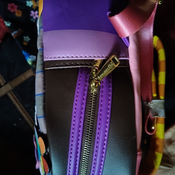 Loungefly Pink and Purple Backpack with Floral Accents - Picture 9 of 13